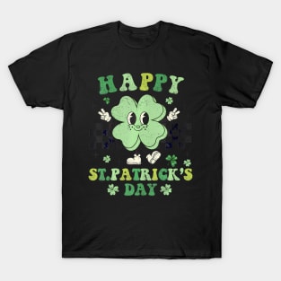 Groovy  St Patricks Day Shamrock Clover For Women Kids T-Shirt